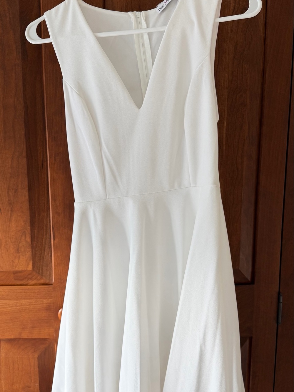 Dainty Hooligan White Strapless V-Neck Fit & Flare Dress